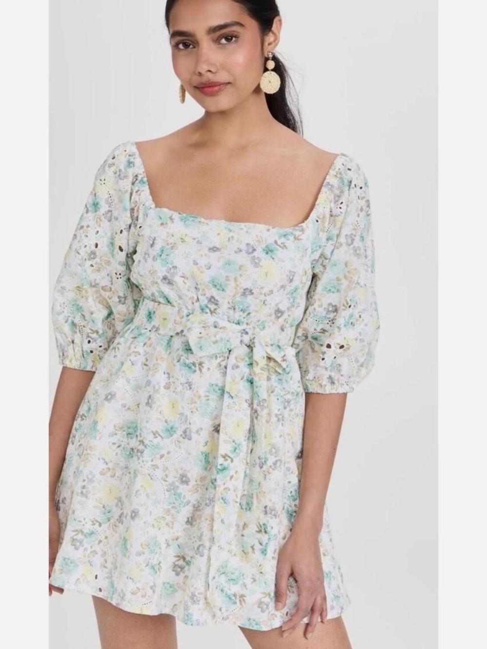 New never worn: REVOLVE x MINKPINK Square Neck Puff-Sleeve Eyelet Dress Floral